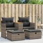 Preview: ARDEBO.de - Gartensofa 2-Sitzer mit Hockern Grau Poly Rattan