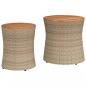 Preview: Garten-Beistelltische 2 Stk. mit Holzplatte Beige Poly Rattan