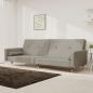 Preview: ARDEBO.de - Schlafsofa 2-Sitzer mit 2 Kissen Hellgrau Samt
