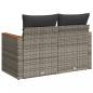 Preview: Gartensofa 2-Sitzer mit Kissen Grau Poly Rattan