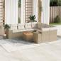 Preview: ARDEBO.de - 9-tlg. Garten-Sofagarnitur mit Kissen Beige Poly Rattan
