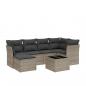 Preview: 7-tlg. Garten-Sofagarnitur mit Kissen Grau Poly Rattan