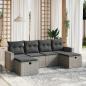 Preview: ARDEBO.de - 6-tlg. Garten-Sofagarnitur mit Kissen Grau Poly Rattan