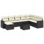Preview: 9-tlg. Garten-Sofagarnitur mit Kissen Schwarz Poly Rattan