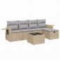 Preview: 6-tlg. Garten-Sofagarnitur mit Kissen Beige Poly Rattan