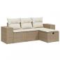 Preview: 4-tlg. Garten-Sofagarnitur mit Kissen Beige Poly Rattan