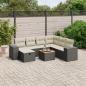 Preview: ARDEBO.de - 8-tlg. Garten-Sofagarnitur mit Kissen Schwarz Poly Rattan