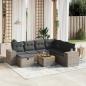 Preview: ARDEBO.de - 8-tlg. Garten-Sofagarnitur mit Kissen Grau Poly Rattan