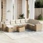 Preview: ARDEBO.de - 9-tlg. Garten-Sofagarnitur mit Kissen Beige Poly Rattan