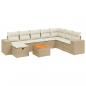 Preview: 9-tlg. Garten-Sofagarnitur mit Kissen Beige Poly Rattan