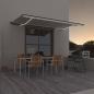 Preview: ARDEBO.de - Markise Manuell Einziehbar mit LED 500x300 cm Creme