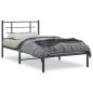Preview: ARDEBO.de - Bettgestell mit Kopfteil Metall Schwarz 100x200 cm