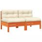 Preview: Gartensofa ohne Armlehnen mit Kissen 2 Stk. Wachsbraun Kiefer