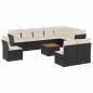 Preview: 11-tlg. Garten-Sofagarnitur mit Kissen Schwarz Poly Rattan