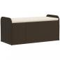 Preview: Sitzbank mit Stauraum & Kissen Braun 115x51x52 cm Poly Rattan