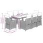 Preview: 9-tlg. Garten-Essgruppe mit Kissen Grau Poly Rattan