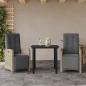 Preview: ARDEBO.de - 3-tlg. Bistro-Set mit Kissen Hellgrau Poly Rattan