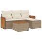 Preview: 5-tlg. Garten-Sofagarnitur mit Kissen Beige Poly Rattan