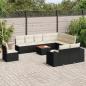 Preview: ARDEBO.de - 11-tlg. Garten-Sofagarnitur mit Kissen Schwarz Poly Rattan