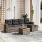 Preview: ARDEBO.de - 6-tlg. Garten-Sofagarnitur mit Kissen Grau Poly Rattan