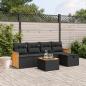 Preview: ARDEBO.de - 6-tlg. Garten-Sofagarnitur mit Kissen Schwarz Poly Rattan