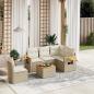 Preview: ARDEBO.de - 6-tlg. Garten-Sofagarnitur mit Kissen Beige Poly Rattan