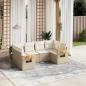 Preview: ARDEBO.de - 6-tlg. Garten-Sofagarnitur mit Kissen Beige Poly Rattan