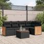Preview: ARDEBO.de - 6-tlg. Garten-Sofagarnitur mit Kissen Schwarz Poly Rattan