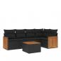 Preview: 6-tlg. Garten-Sofagarnitur mit Kissen Schwarz Poly Rattan