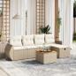Preview: ARDEBO.de - 6-tlg. Garten-Sofagarnitur mit Kissen Beige Poly Rattan