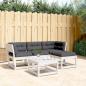 Preview: ARDEBO.de - 4-tlg. Garten-Lounge-Set mit Kissen Weiß Massivholz Kiefer
