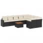 Preview: 10-tlg. Garten-Sofagarnitur mit Kissen Schwarz Poly Rattan