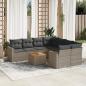 Preview: ARDEBO.de - 9-tlg. Garten-Sofagarnitur mit Kissen Grau Poly Rattan
