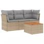 Preview: 4-tlg. Garten-Sofagarnitur mit Kissen Beige Poly Rattan