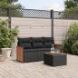 Preview: ARDEBO.de - 4-tlg. Garten-Sofagarnitur mit Kissen Schwarz Poly Rattan