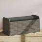Preview: ARDEBO.de - Sitzbank mit Stauraum & Kissen Grau 115x51x52 cm Poly Rattan