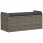 Preview: Sitzbank mit Stauraum & Kissen Grau 115x51x52 cm Poly Rattan