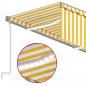 Preview: Markise Manuell Einziehbar mit Rollo & LED 5x3 m Gelb & Weiß