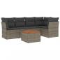 Preview: 6-tlg. Garten-Sofagarnitur mit Kissen Grau Poly Rattan