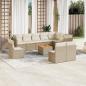 Preview: ARDEBO.de - 11-tlg. Garten-Sofagarnitur mit Kissen Beige Poly Rattan