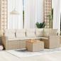 Preview: ARDEBO.de - 6-tlg. Garten-Sofagarnitur mit Kissen Beige Poly Rattan