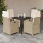 Preview: ARDEBO.de - 5-tlg. Garten-Essgruppe mit Kissen Beige Poly Rattan