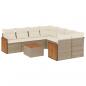 Preview: 9-tlg. Garten-Sofagarnitur mit Kissen Beige Poly Rattan