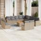 Preview: ARDEBO.de - 14-tlg. Garten-Sofagarnitur mit Kissen Beige Poly Rattan