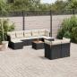 Preview: ARDEBO.de - 10-tlg. Garten-Sofagarnitur mit Kissen Schwarz Poly Rattan
