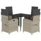 Preview: 5-tlg. Garten-Essgruppe mit Kissen Hellgrau Poly Rattan