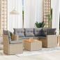 Preview: ARDEBO.de - 6-tlg. Garten-Sofagarnitur mit Kissen Beige Poly Rattan