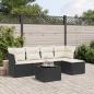 Preview: ARDEBO.de - 6-tlg. Garten-Sofagarnitur mit Kissen Schwarz Poly Rattan