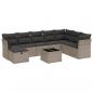 Preview: 9-tlg. Garten-Sofagarnitur mit Kissen Grau Poly Rattan