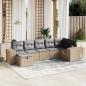 Preview: ARDEBO.de - 7-tlg. Garten-Sofagarnitur mit Kissen Beige Poly Rattan